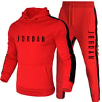 DSFF Jordan Sweat à capuche et pantalon de sport 2 pièces pour homme Rouge A-3XL