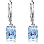 Äkta 925 Sterling Silver Sky Blue Topaz Droppörhängen Eleganta Ädelstensbröllops- och Förlovningsjuveler för Kvinnor Presenter