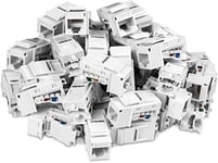 TRENDnet Cat6 Keystone Jack – 50-Pack, 90° Angle Termination, Colour-Coded Labelling for T568B Wiring, TC-K50C6, white