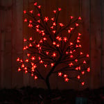WeRChristmas 96-LED Lights Illuminated Cherry Blossom Tree Christmas Decoration, 2.5 ft/80 cm - Red