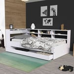 Terre De Nuit - Lit tiroir avec environnement de lit en bois blanc 90x190 - LT14019 - Blanc