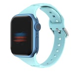 Compatible avec Apple Watch Bracelet de rechange en silicone de 38 mm, 40 mm, 41 mm, compatible avec Apple iWatch Series 7/SE/6/5/4/3/2/1 pour homme et femme (bleu clair)