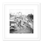 Junction Main Street Spring 9th Los Angeles 1917 Photo 8X8 Inch Square Wooden Framed Wall Art Print Picture with Mount