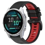 Garmin Fenix 8 AMOLED 43mm Tvåfärgat klockarmband i silikon - Svart/Röd