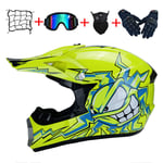 LSXX Adult Rockstar Motocross Helmet,MX Motorcycle Helmet Dirt Bike ATV Scooter Motorbike Helmet with Goggles Gloves Mask,C,XL(58~59cm)