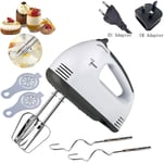 Malayas - Electric Hand Mixer 7-Speed Lightweight Handheld Whisk for Kitchen Baking Cake Mini Egg Cream Food Beater - 2X Beaters, 2X Dough Hooks,Cake & Baking,180W Cream Milk Frother(White)
