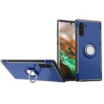 Shockproof Phone Case For Samsung Galaxy Note 10 Case, Note 10 TPU+PC Hybrid Dual Layer Case, Heavy Duty Shockproof Bumper Case with 360 Degree Rotating Ring Kickstand (Color : Blue)