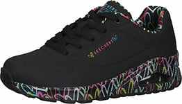 Skechers Women's Uno Loving Love Sneaker, Black, 2.5 UK