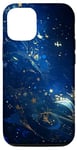 Coque pour iPhone 14 Jolie étoile bleu nuit scintillante