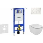 Geberit Duofix - Bâti-support pour WC suspendu avec plaque de déclenchement Sigma 01, blanc alpin + Ideal Standard Tesi – cuvette et abattant