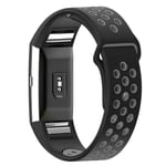 Fitbit Charge 2 two-color multihole silicone watch band - Black / Grey