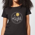 Harry Potter Hogwarts Castle Moon Women's T-Shirt - Black - XL