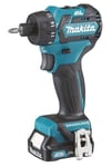 Makita Skruvdragare DF032DSAJ 10,8V Slide med 2st 2Ah batterier och laddare i MAKPAC