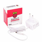Raspberry Pi 4 Model B Official PSU, USB C 5.1V, 3A, EU Plug, White Power Supply