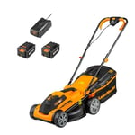 LawnMaster MX 24V 34cm Cordless Lawnmower Plus Spare Battery, MX 24V 4.0Ah Lithium Ion Battery and Fast Charger - With Rear Roller (34cm Mower)