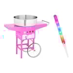 Royal Catering Sockervaddsmaskin - set LED-sockervaddspinnar och vagn 52 cm 1.200 Watt pink