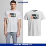 Jack & Jones Casual T-shirt Soft Cotton Crewneck Short Sleeve White Melange - M