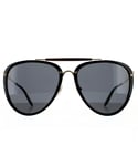 Gucci Aviator Mens Shiny Black and Gold Grey Sunglasses - One Size