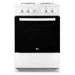 60cm White Electric Cooker 4 Zone Hob, Single Cavity, Freestanding - SIA ESXB60W