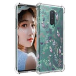 Jkmk Oneplus 8 Case Clear Flower - TPU Silicone Clear Flower Design Soft & Flexible Girls Shockproof Screen Protector Protective Floral Cover Case for Clear Oneplus 8 (11)