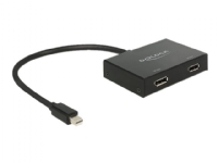 Delock Displayport 1.2 Splitter 1 x mini Displayport in > 2 x Displayport out 4K - Video/audiosplitter - 2 x DisplayPort - skrivbordsmodell