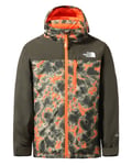 The North Face Snowquest Plus Jacket JR Power Orange Marble Camo Print (Storlek M)