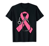 Breast Cancer Pink Awareness Ribbon Stethoscope T-Shirt