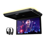 XTRONS 19.5“ HD Digital TFT 16:9 Screen Car Overhead Video Ultra-Thin Car Roof Mounted Player with Built-in HDMI/AV/USB Speakers and Colourful Aura Light (CM195HD+DWH005x2)