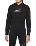 Nike Girl's Air Ft Hooded Sweatshirt, Black/White/Lt Smoke Grey, XL