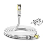 KASIMO Cat 8 Flat Ethernet Cable 20M Internet LAN Cable with Cable Clips 40Gbps