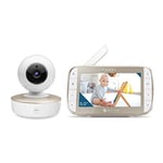 Motorola Baby Monitor VM50G 5'' - Vision Nocturne - Thermomètre - Caméra - Batterie 2000mAh - Blanc/Or, 720p