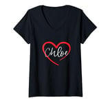 Womens Chloe I Heart Chloe I Love Chloe Personalized V-Neck T-Shirt