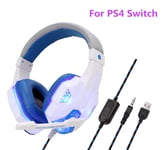 Casque de jeu stéréo professionnel 9D avec microphone PC casque Gamer pour XBOX PS4 ordinateur portable téléphone accessoires de jeu-WhiteBlue PS4 Switch