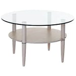 BIRGER Glasgow soffbord ek vitpigmenterad/glas Ø95 cm