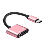 Type-c To 3.5 Mm Adapter 2 In 1 Charging Cable Audio Convertor Rose Gold