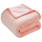 VEEYOO Fleece Blanket Throws Travel Size - Super Soft Fluffy Bed Throws Blankets Warm Blanket for Sofa Christmas Throws Pink Blanket Bedspread 130x150cm