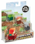 Minecraft FFK78 Minecart Slime Cube, Alex, Skeleton Figure 3 Pack of Toys
