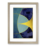 Big Box Art Sweeping Forms Blue Gold Framed Wall Art Picture Print Ready to Hang, Oak A2 (62 x 45 cm)