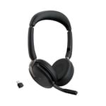 Jabra Evolve2 65 Flex - Stereo Headset with Bluetooth, Wireless Charging Pad, No