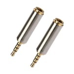 2 Pieces 2.5mm Male to 3.5mm Female Stereo Jack Cable Adapter Extension Converter Headset AUX Connector Wire Cord Plug