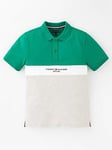 Tommy Hilfiger Boys Established Colour Block Polo - Olympic Green/Light Grey Melange, Green, Size 10 Years