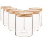 Scandi Glass Storage Jars with Wooden Lids 750ml Pack of 6