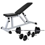 vidaXL Workout Bench with Barbell and Dumbbell Set 60.5 kg UK NEW
