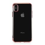 MyEstore Mobile Phone Case Great Three Sections Electroplating Side TPU Protective Back Case for iPhone XS Max(Black) (Color : Rose Gold)