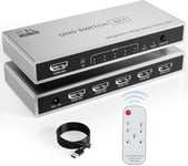 MONDODIGITALE-Switch Hdmi 8K 60Hz/4K 120Hz, Aluminum Multiprise Hdmi Switch 5 Entrées 1 Sortie, Commutateur Hdmi Avec Ir Télécommande Supporte 3D Hdr10 Hdcp2.3 Vrr, Hdmi Splitter Pour Ps5/4/3, Dvd, Xbox, Pc, Tv