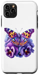 Coque pour iPhone 11 Pro Max Papillon Violet Pensée florale Démence Sensibilisation à la maladie d'Alzheimer
