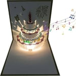 3D-födelsedagskort, 1 förpackning färgförändrande ljus och automatisk uppspelning av musik Happy Birthday Cake Card