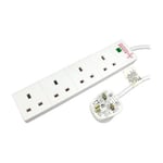 Scan 5m 4 Gang Extension Lead w/ Surge Protection - White