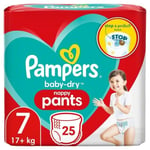Pampers Baby-Dry Nappy Pants, Size 7 (17kg+) Essential Pack (25 per pack)