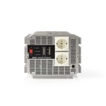 Nedis Power Inverter Modifisert sinusbølge | Inngangsspenning: 12 V DC | Enhetens strømuttak: Type F (CEE 7/3) | 230 V AC 50 Hz | 4000 W | Topp effekt: 8000 W | Skru Terminal | Sølv